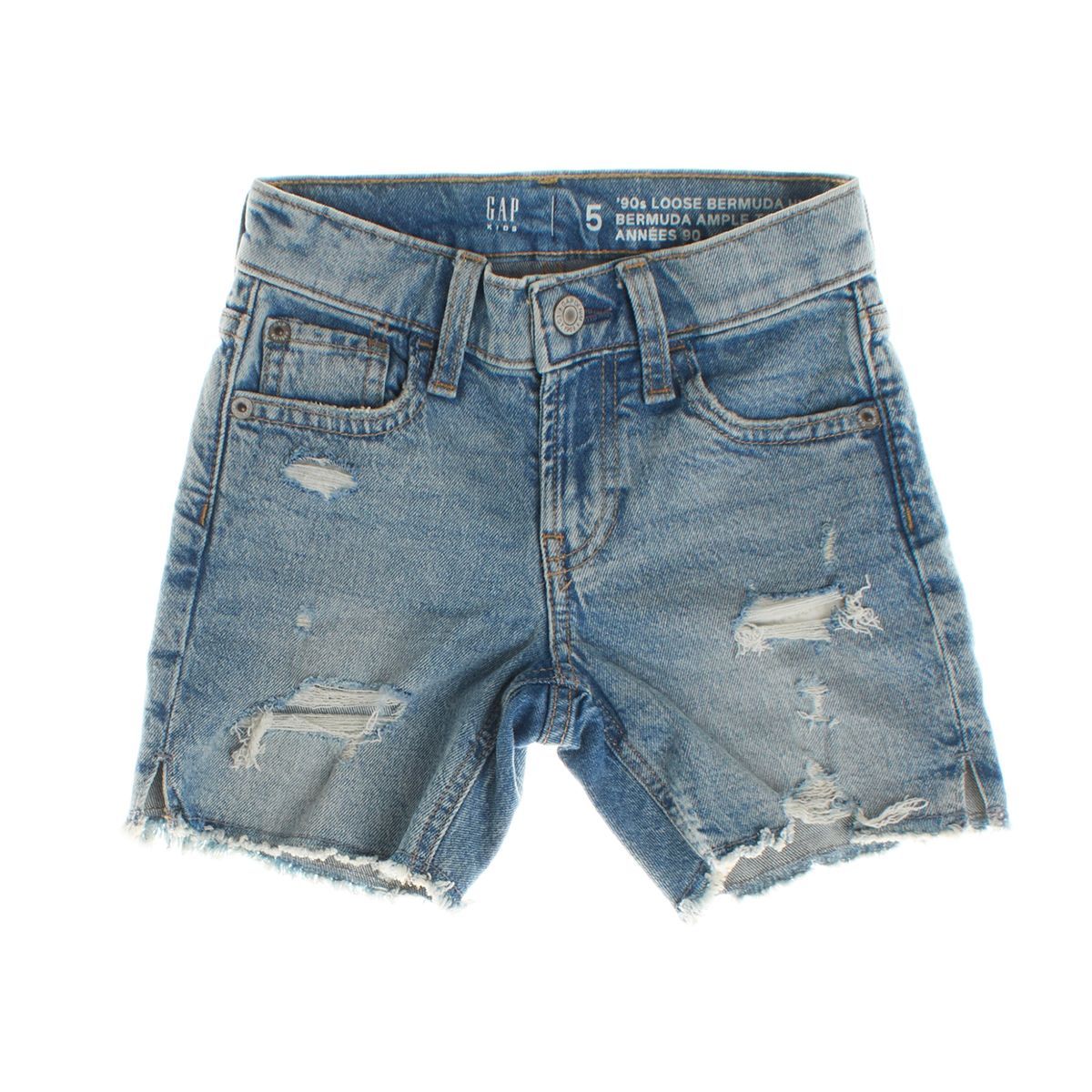 Distressed Denim Bermuda Shorts