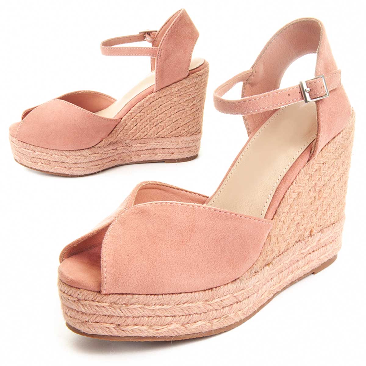 Espadrille Keilsandalette mit Knöchelriemen