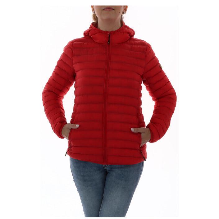 Rote, leichte Steppjacke mit Kapuze für Damen