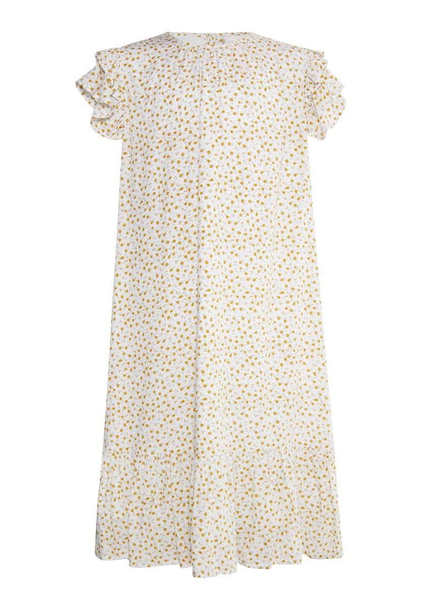 Mädchenkleid mit Blumendruck und Rüschenärmeln