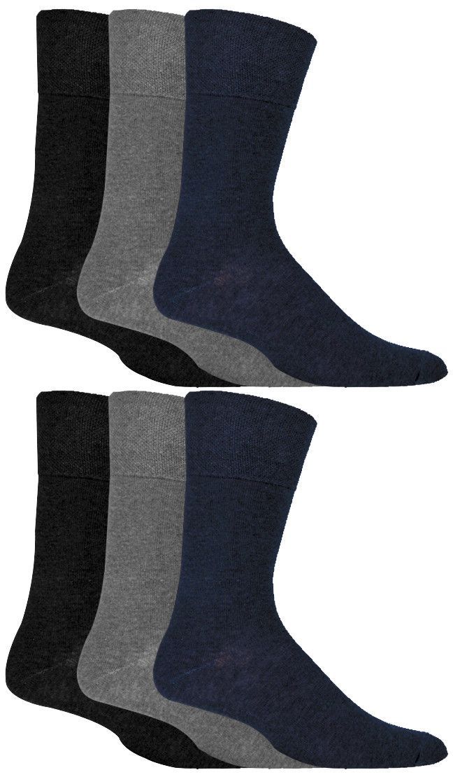 Gentle Grip - Herren 6 Paar Multipack Diabetiker Socken mit Honigkamm oben und handgekettelte Zehennähte - BNG