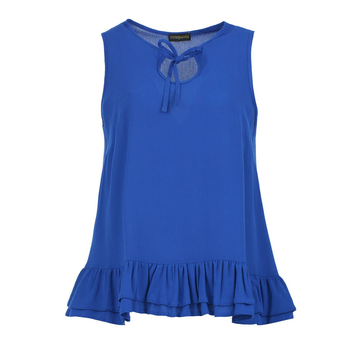 Ärmellose Krepp-Bluse mit Volant
