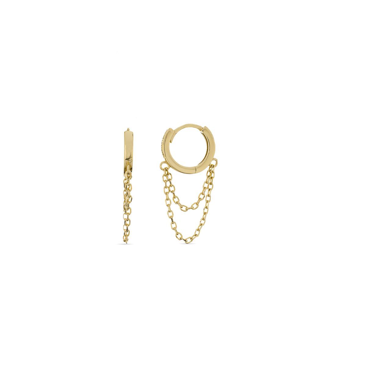 Minimalistische Gold Creolen mit Ketten