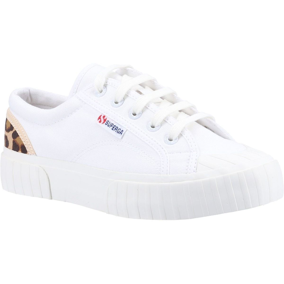 Superga 2630 Stripe Pad Leopard 100% Baumwolle Damen Weiß/Leopard Turnschuhe