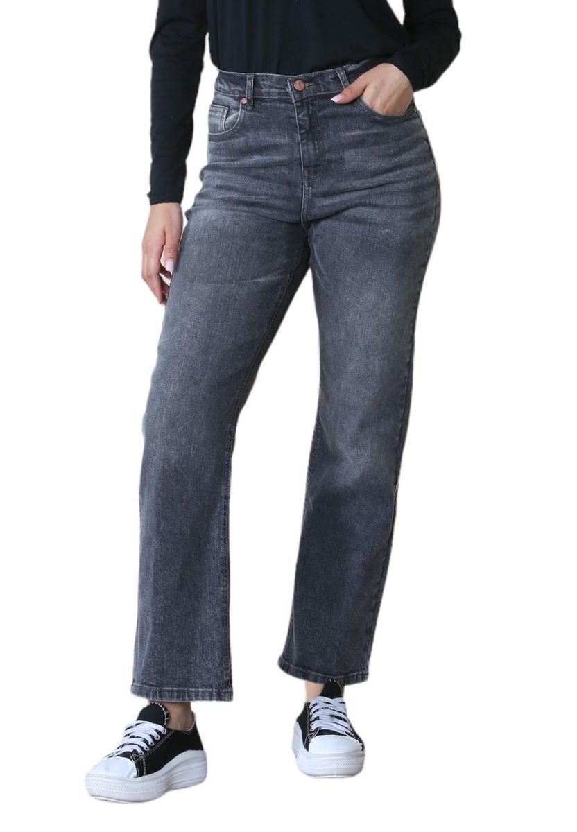 Damen High-Waist Jeans mit weitem Bein
