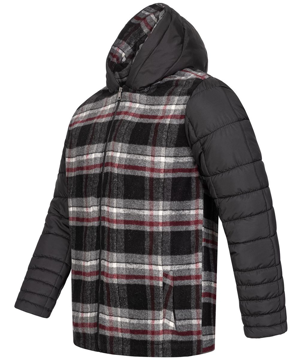 Flanell-Hybrid-Steppjacke mit Karomuster