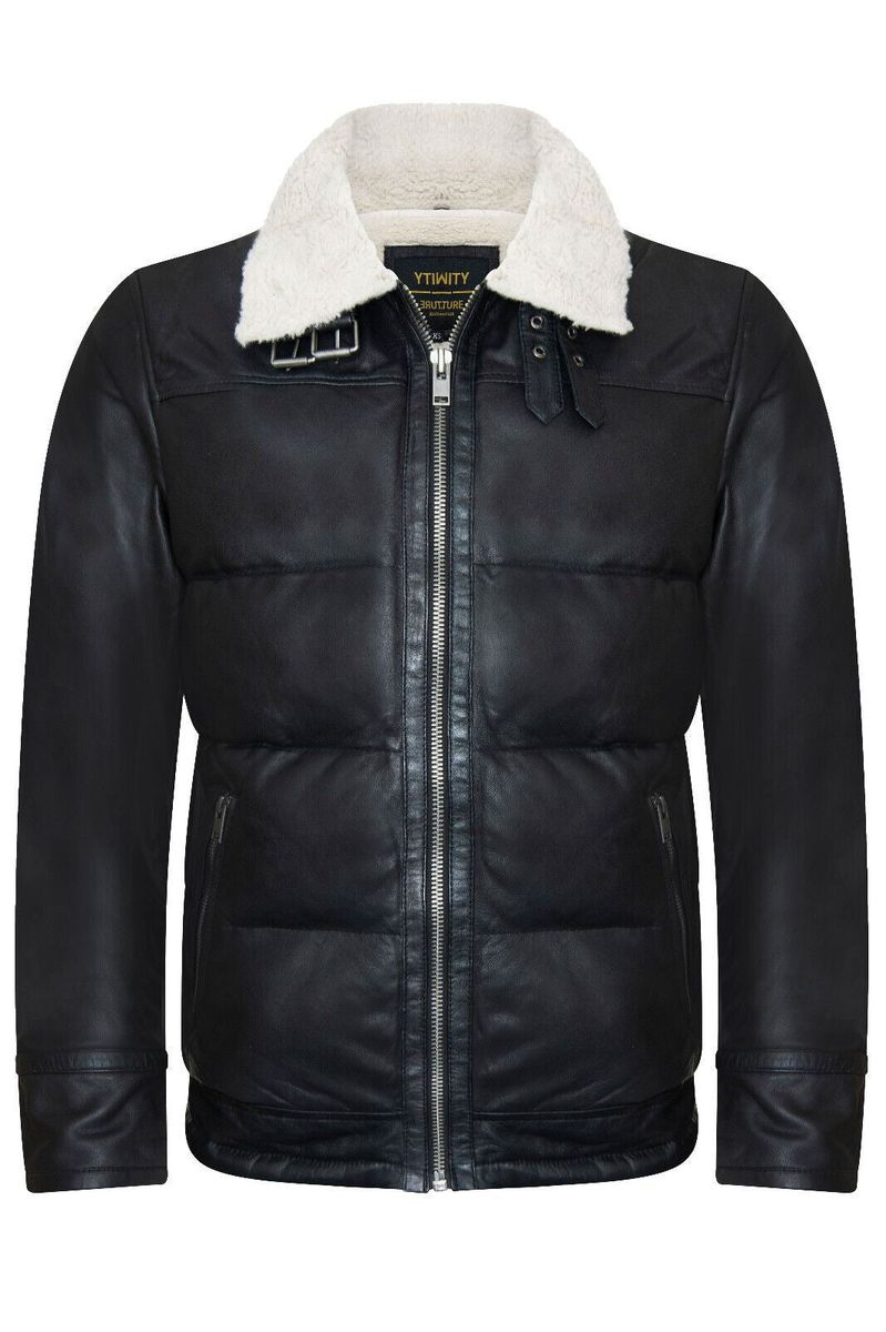 Herren Leder Stepp Biker Jacke