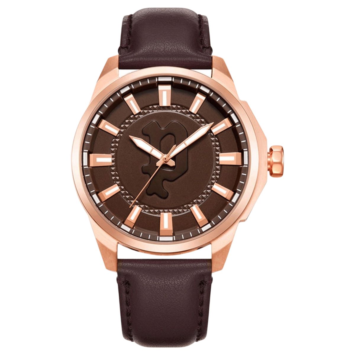 Moderne Uhr mit blauem Zifferblatt und Lederband