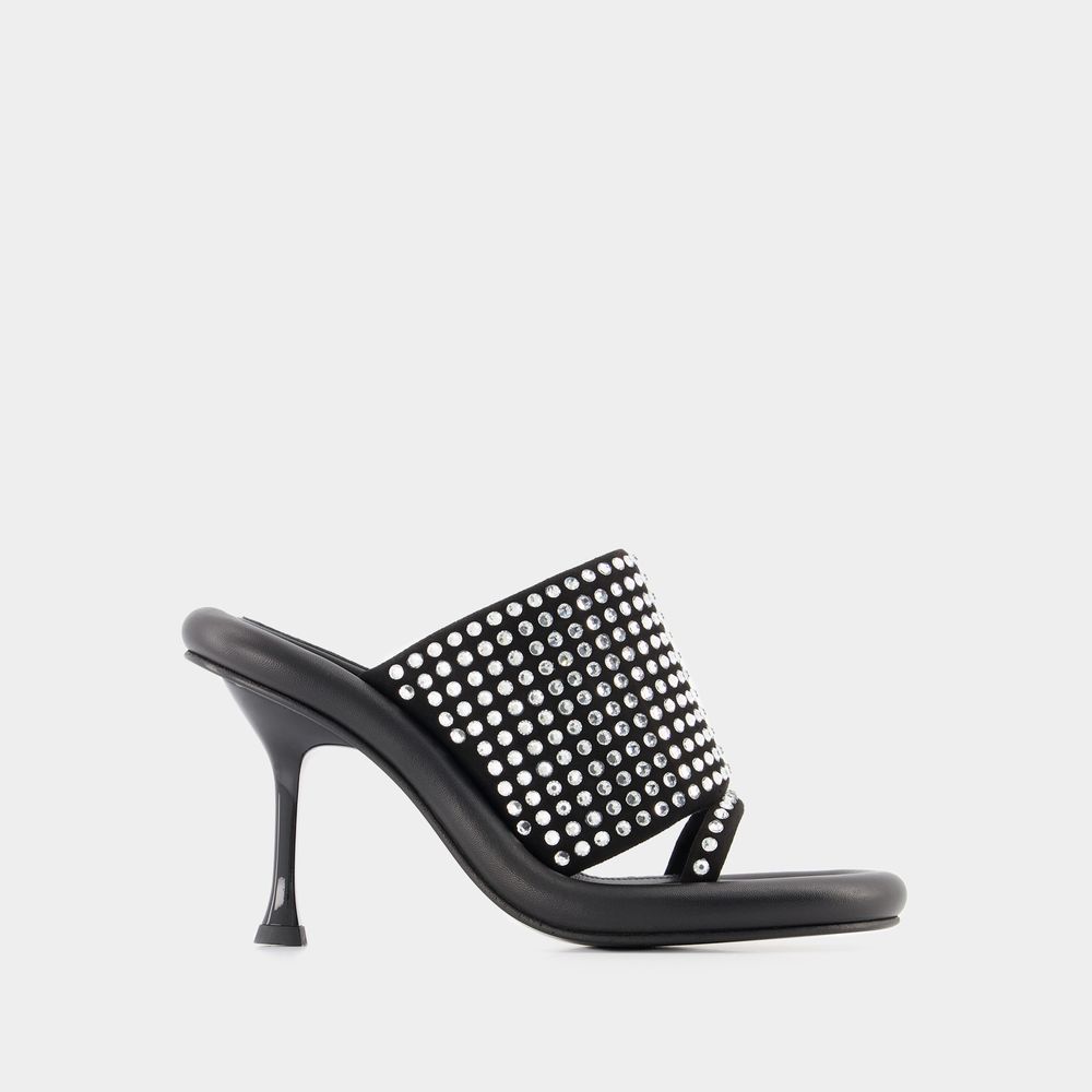 Kristallbesetzte Zehentrenner-Sandalen mit Absatz
