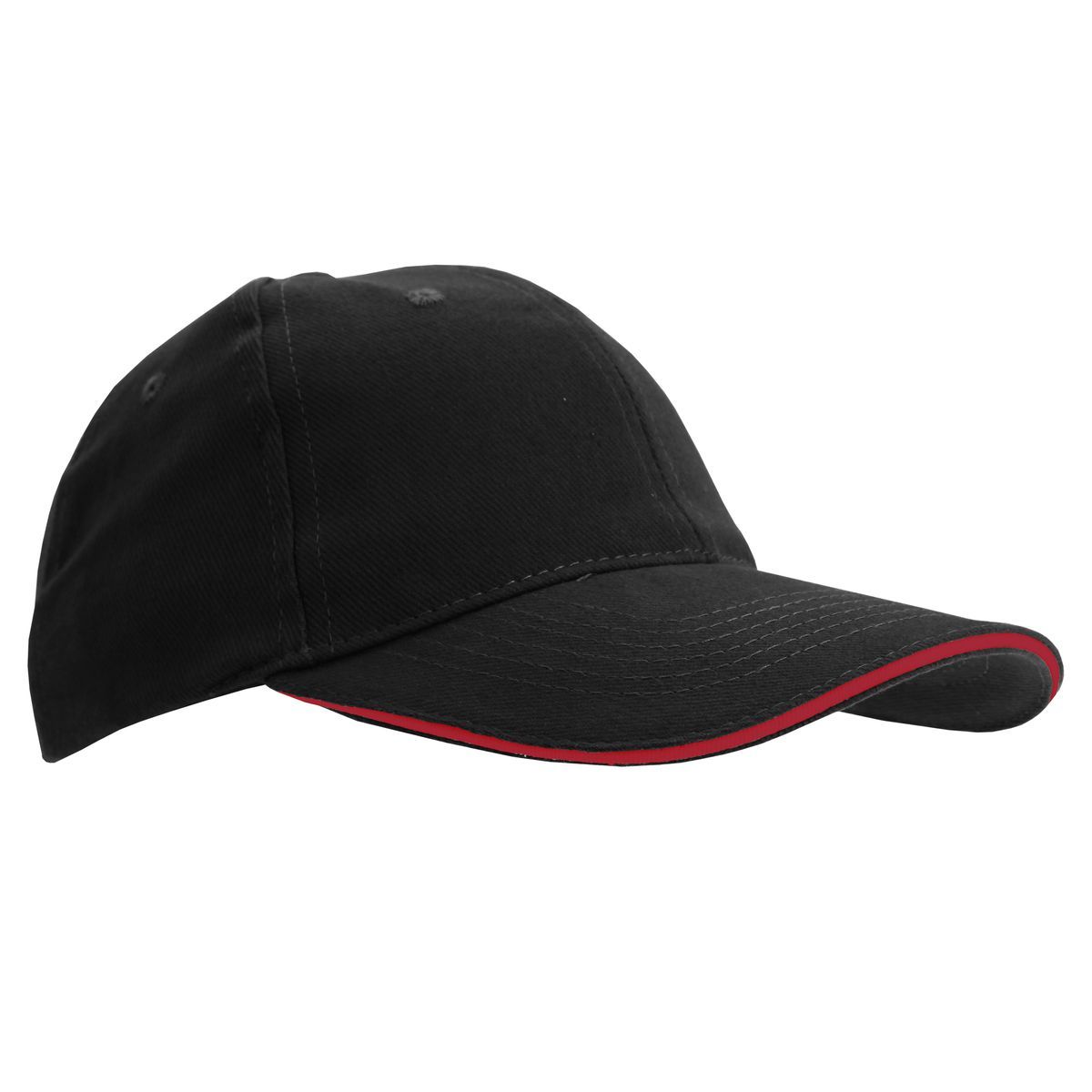 Schwarze Baseballkappe mit rotem Rand