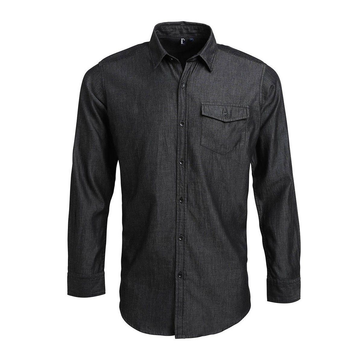 Schwarzes Herren-Denim Langarmhemd