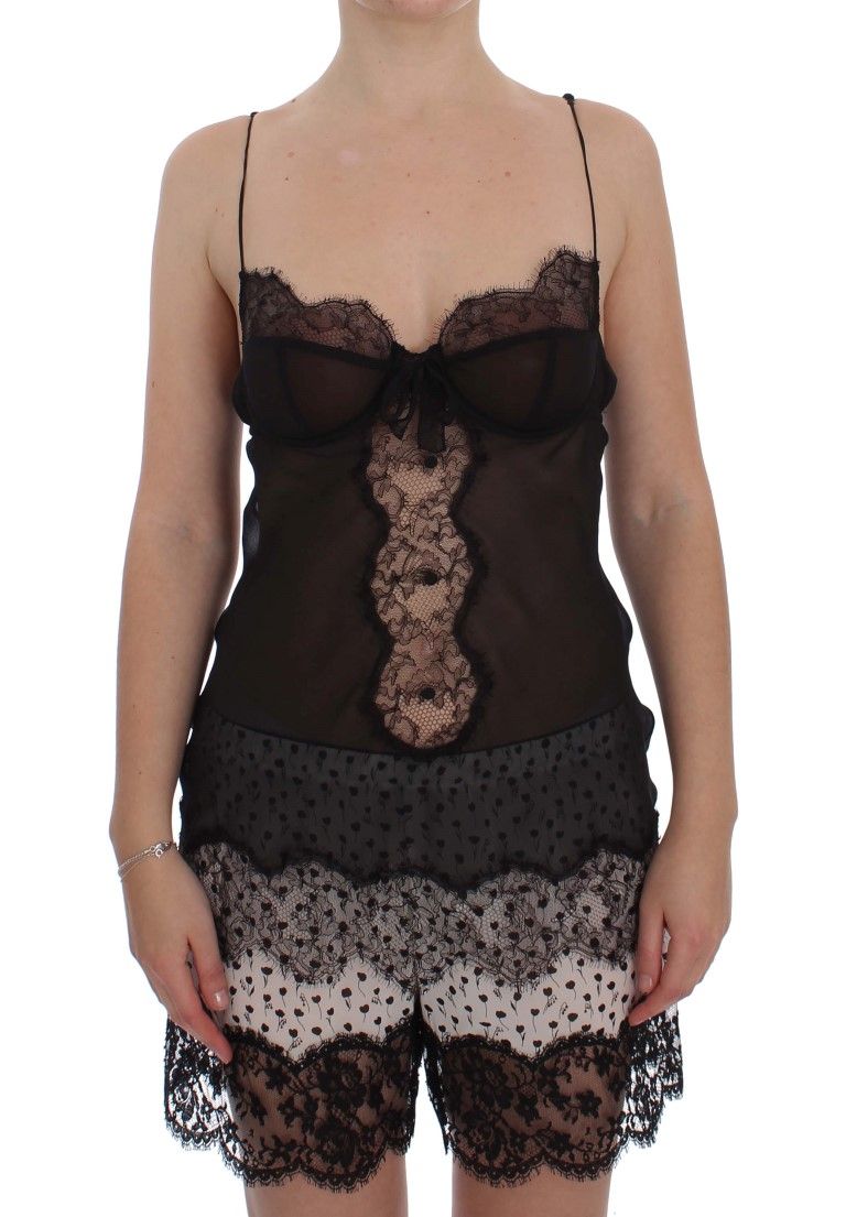 Seiden Babydoll Top mit Blumenspitze