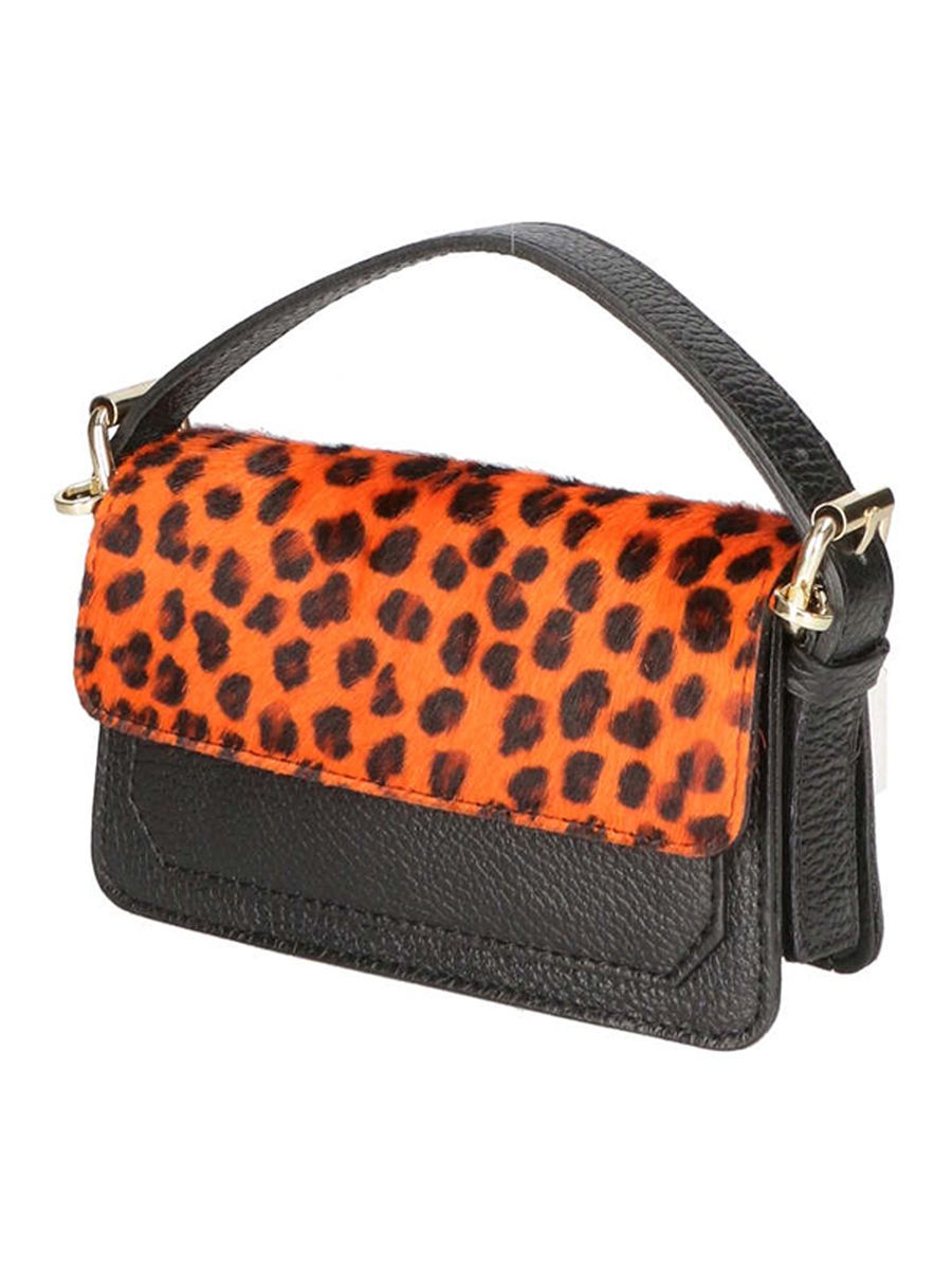 Kleine Lederclutch mit Leopardenmuster