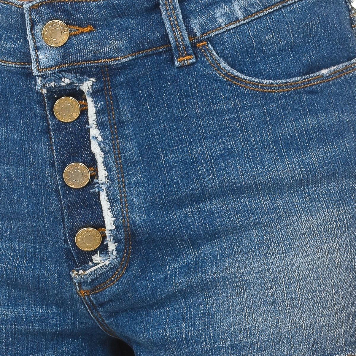 High-Waist-Shorts mit Knopfleiste und Fransen