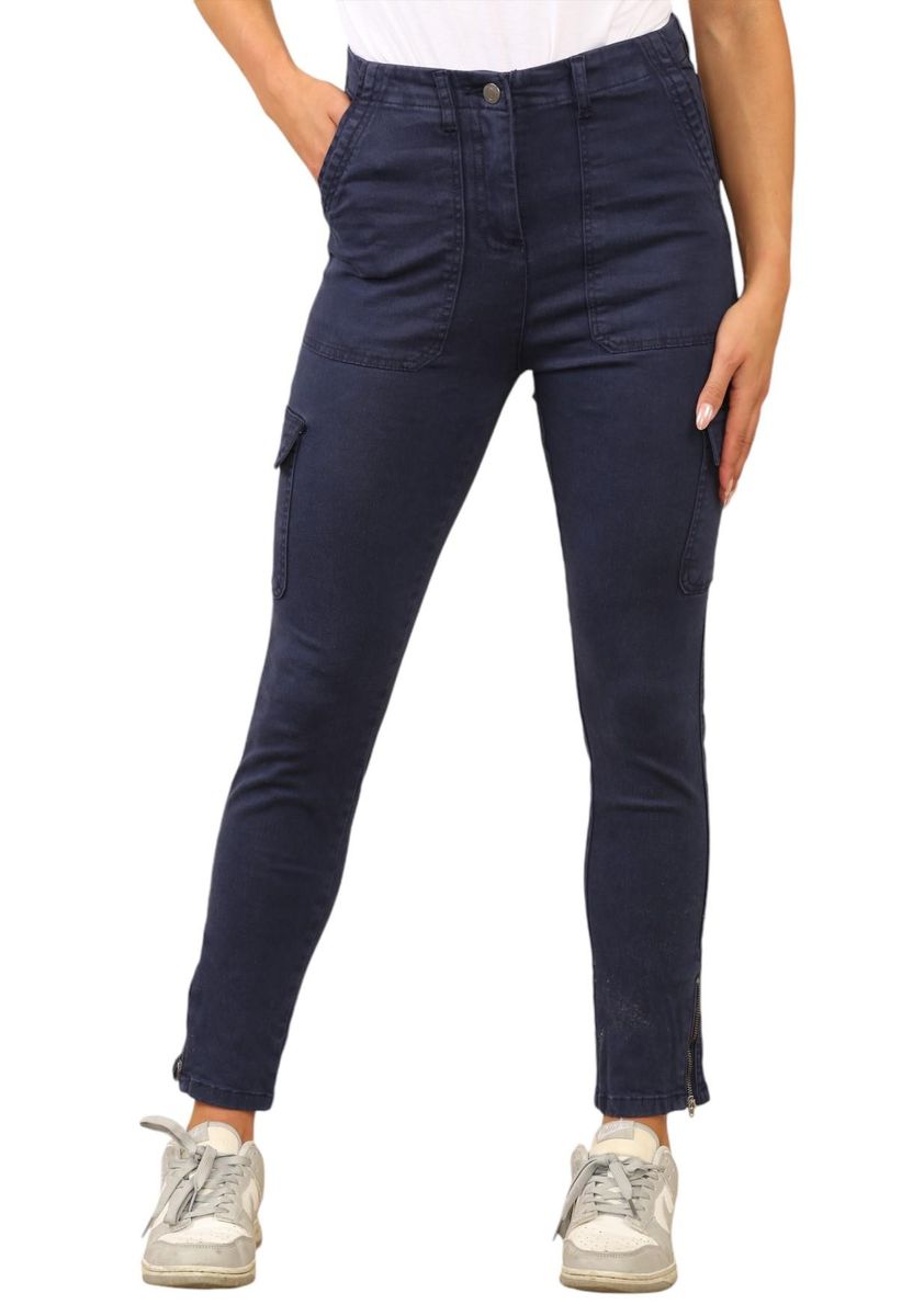 Skinny Cargo-Chino mit hoher Taille