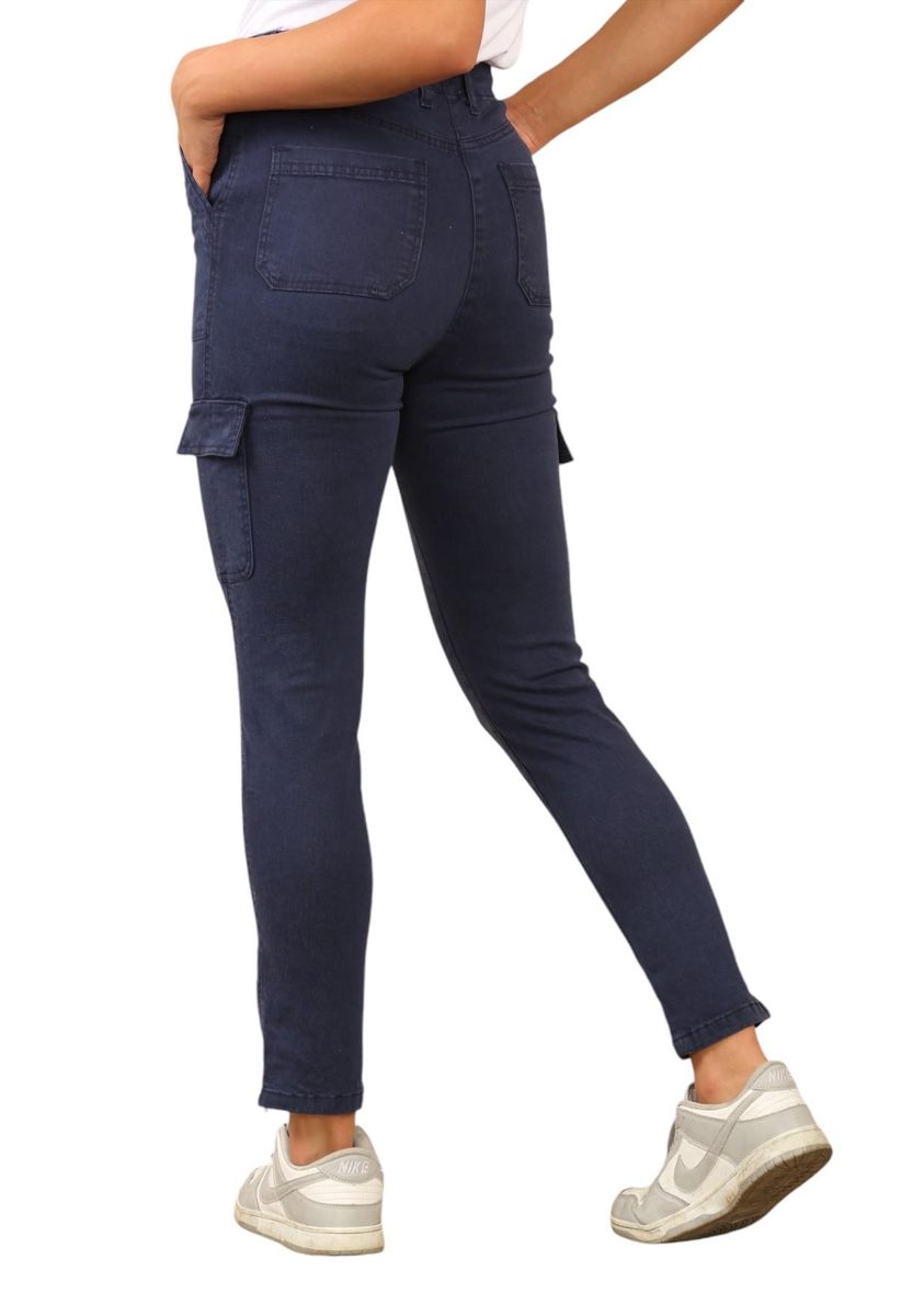 Skinny Cargo-Chino mit hoher Taille