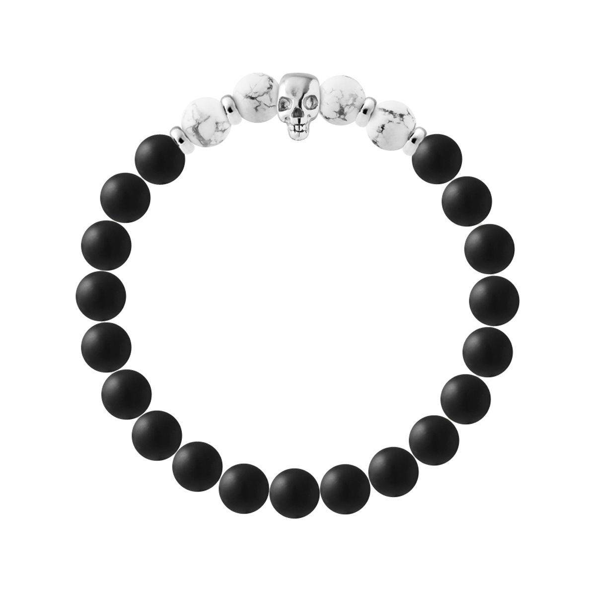 Perlenarmband Schädel mit Achat & Howlith