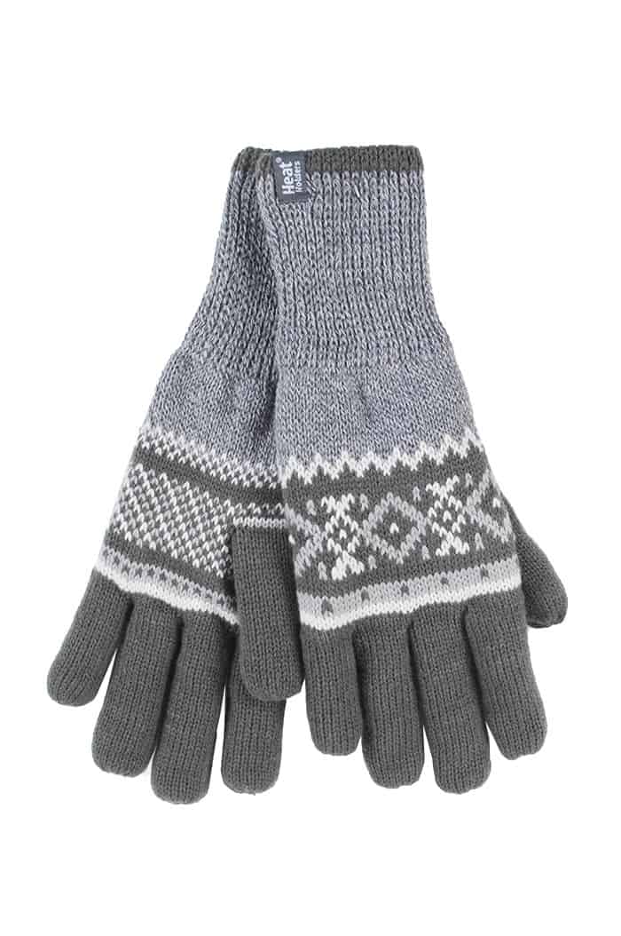 Gestreifte Herren Nordic Fairisle Zig Zag gestrickt Fleece gefüttert warme Handschuhe