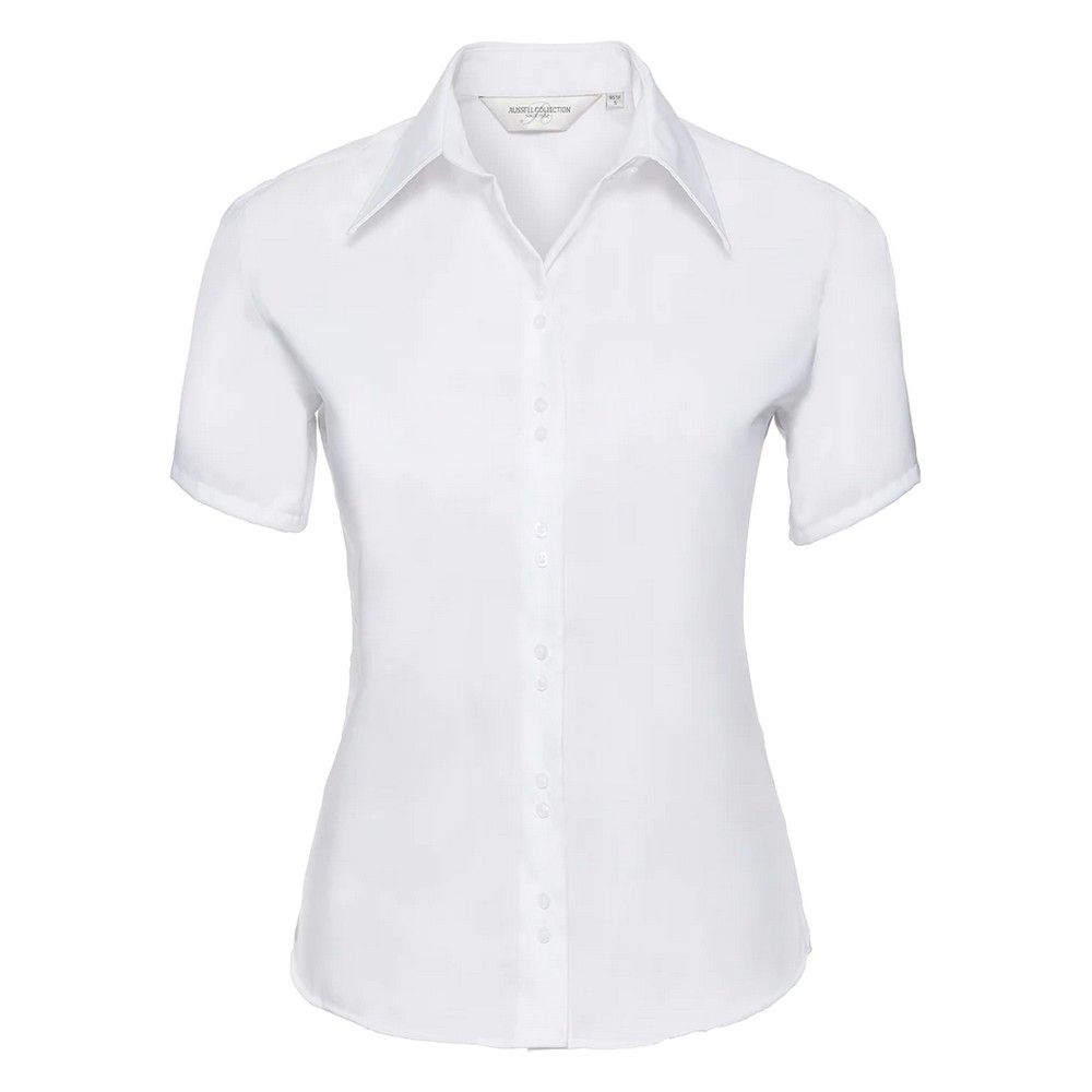 Russell Collection - "Ultimate" Hemd für Damen kurzärmlig (Weiß)