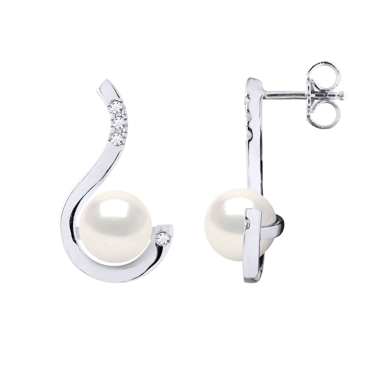 Perlenohrringe mit Diamantenbesatz