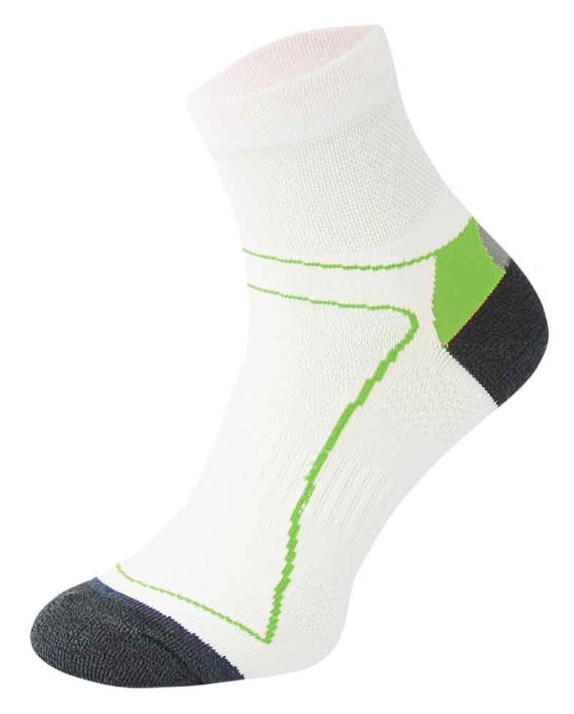 COMODO - Unisex Chaussettes Cyclisme sport Velo Route anti Tranpirante Basses - Blanc Vert