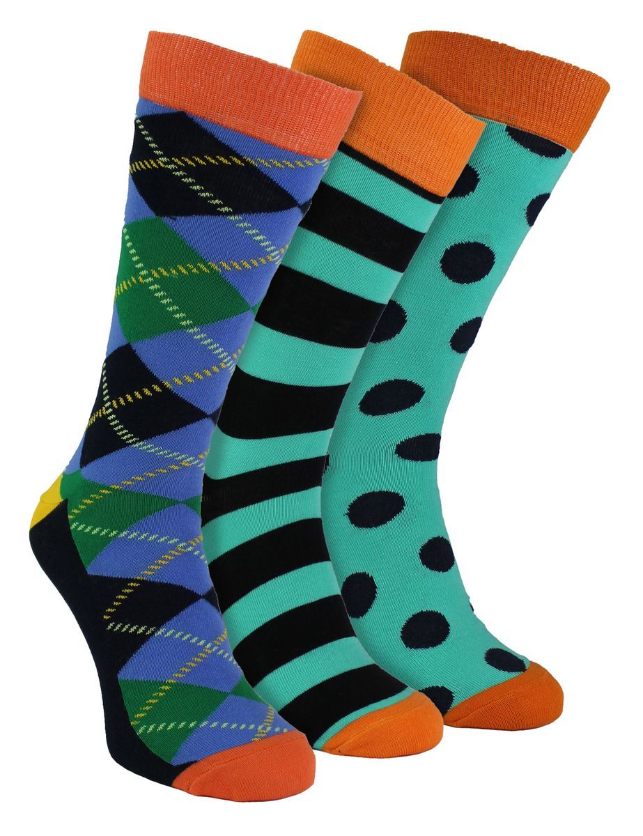 HS von Happy Socks - Herren 3er Pack Spaßige Modische Socken - Argyle (Blau)