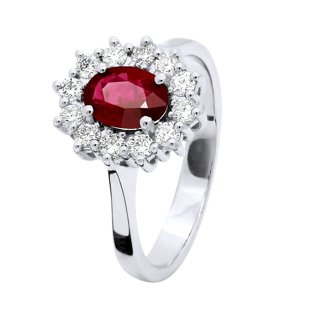 Rubinring mit Diamanten-Halo