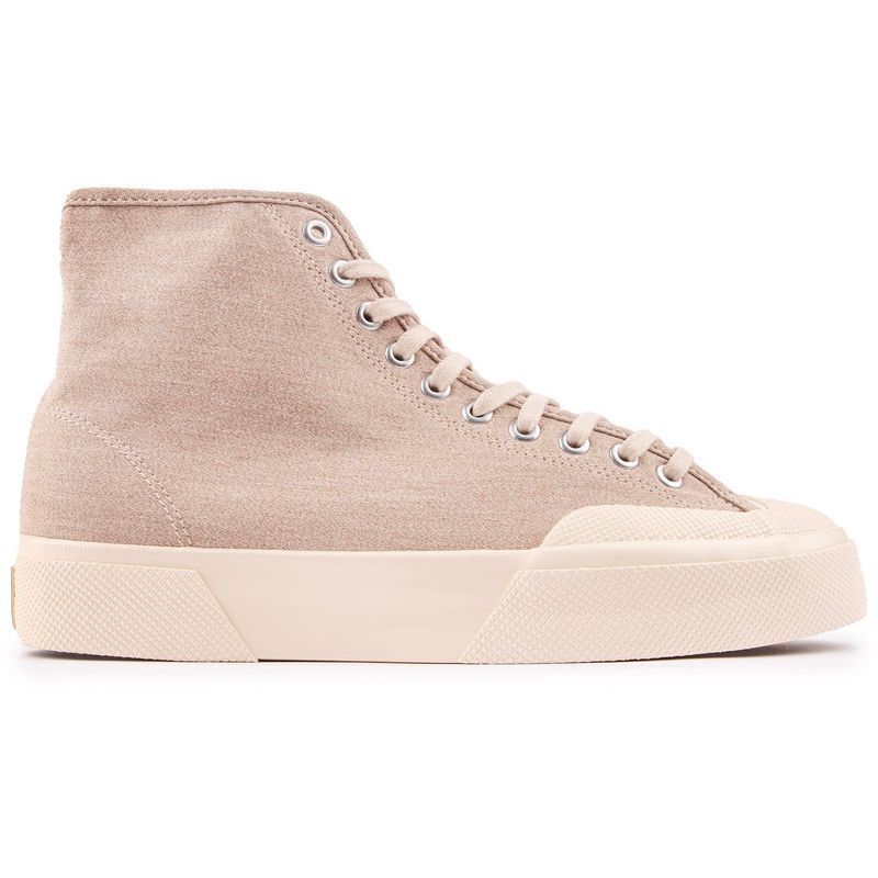 Beige Wildleder High-Top Sneaker