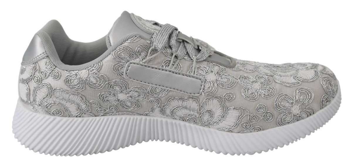 Plein Sport Women's Silver Polyester Runner Joice Sneakers Shoes