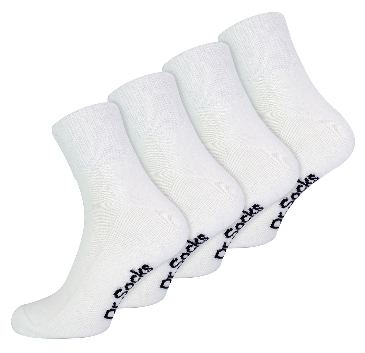 Herren Bamboo Diabetiker Knöchelsocken | Dr.Socks | Extra Wide Trainer Socken in Schwarz & Weiß - Weiß