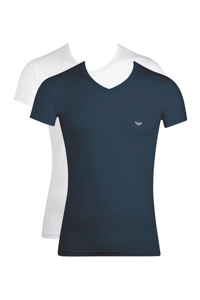 V-Ausschnitt Baumwoll T-Shirt Zweierpack