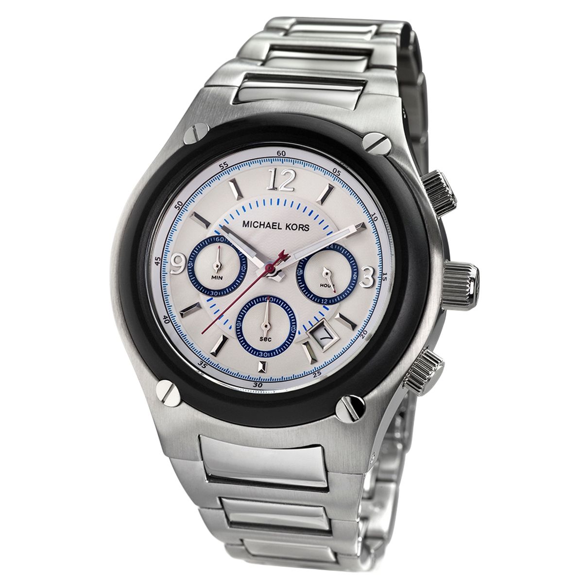 Silberne Herren-Chronograph-Uhr aus Edelstahl