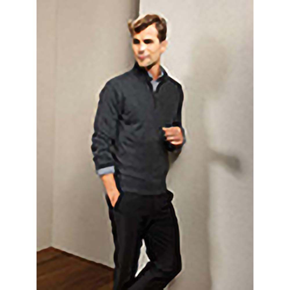 Feinstrick-Pullover mit Viertel-Reißverschluss