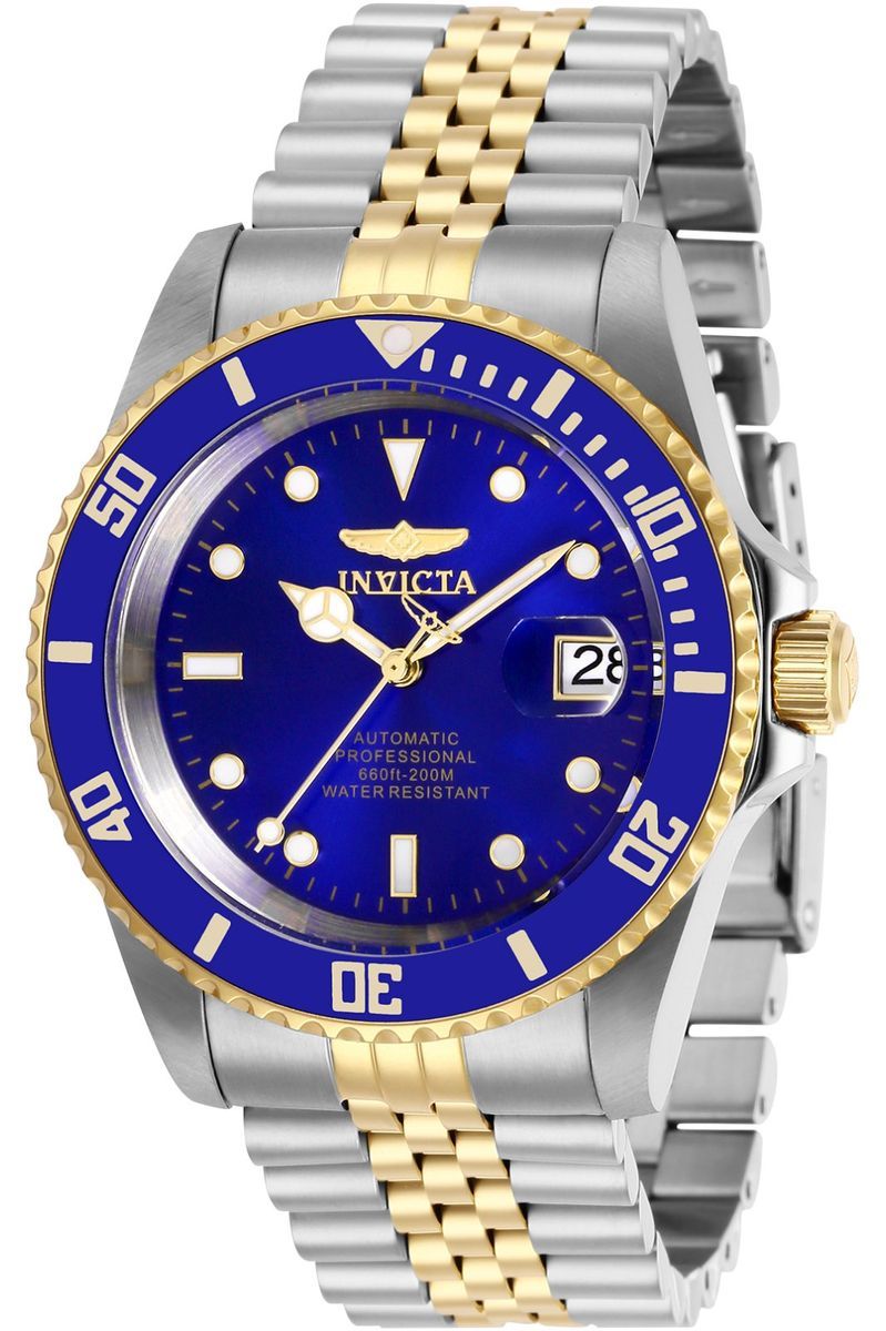Elegante blaue und goldene Taucheruhr
