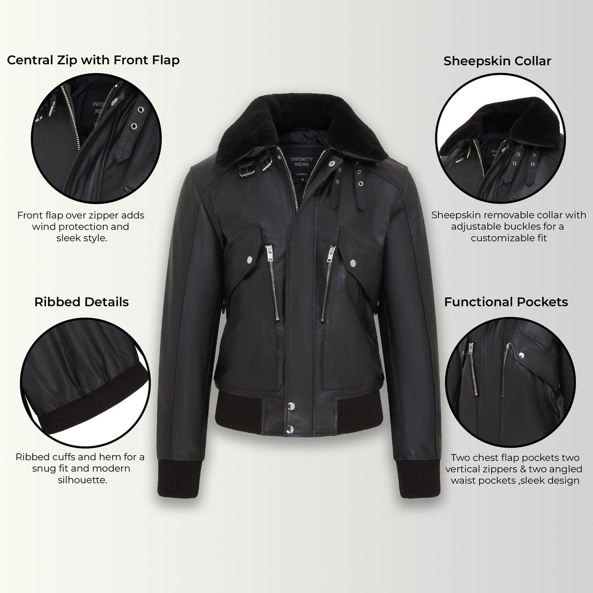 Leder Fliegerjacke mit Lammfellkragen