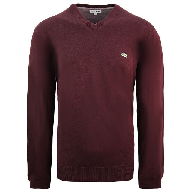 Herren Burgunder V-Ausschnitt Pullover