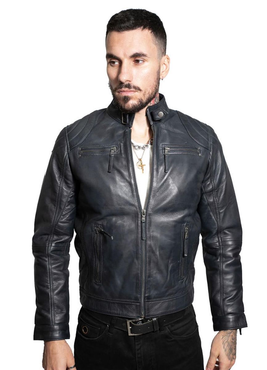 Herren Burgunder Leder Bikerjacke