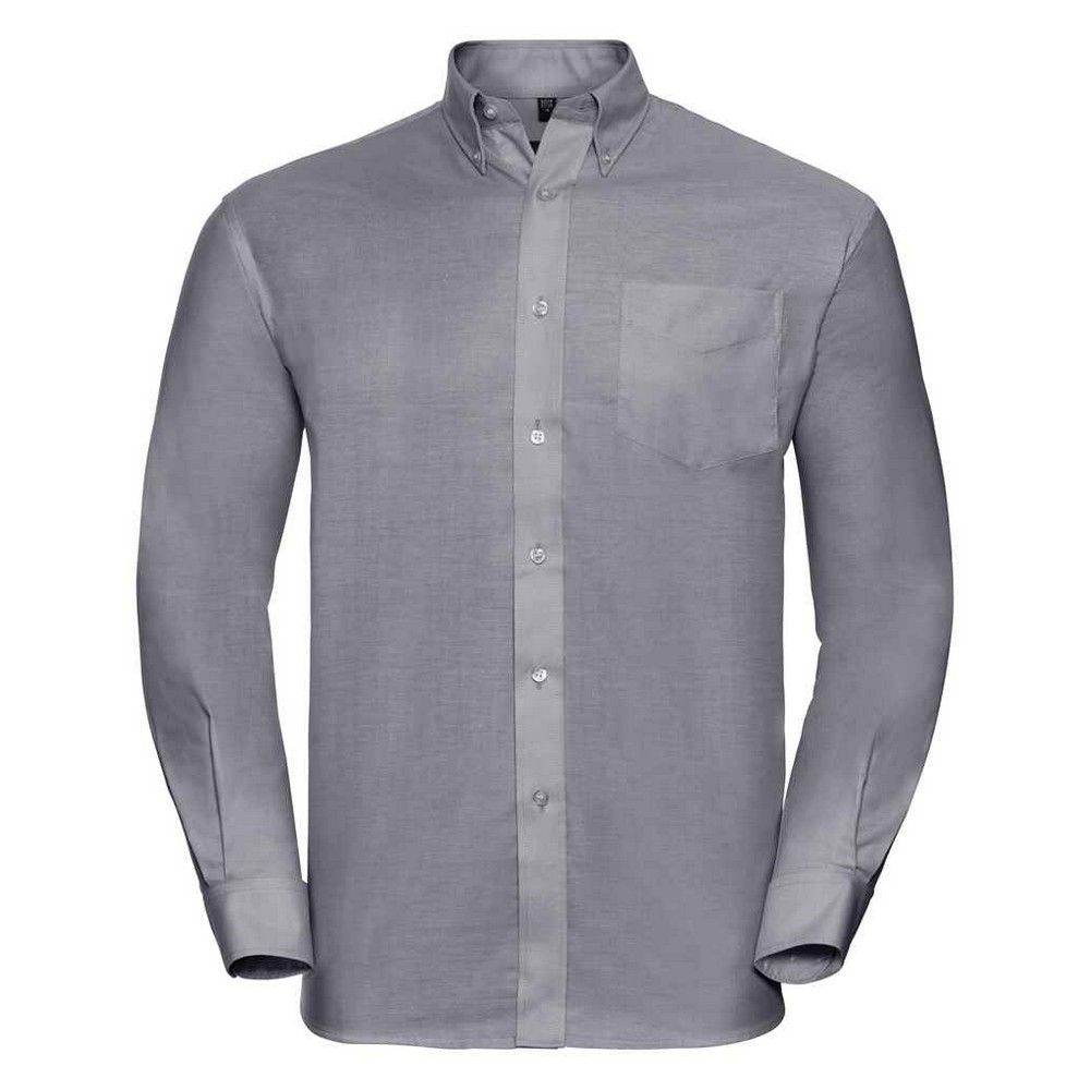 Russell Collection - "Oxford" Formelles Hemd Pflegeleicht für Herren Langärmlig (Silber)