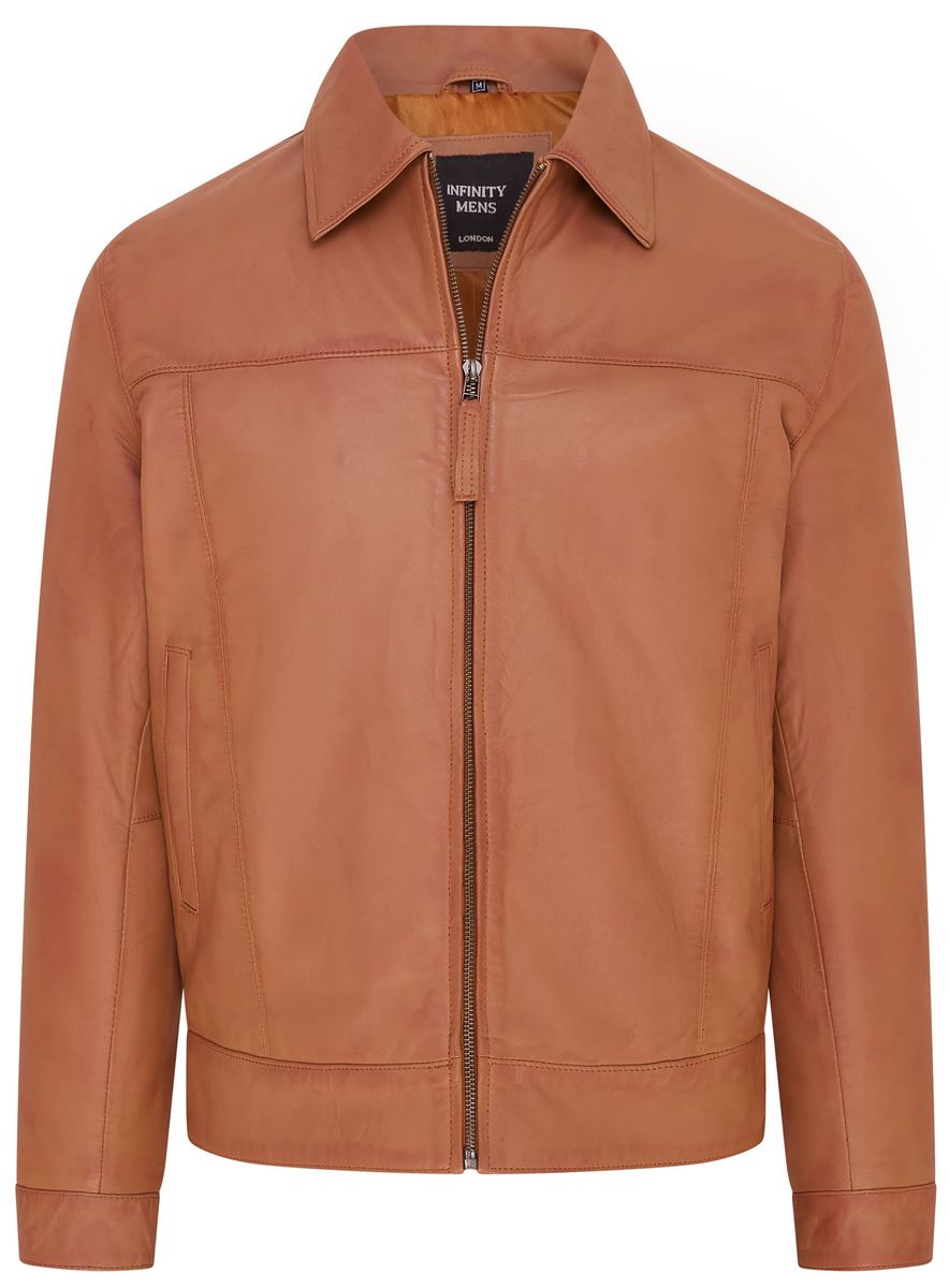 Herren Leder Harrington Biker Jacke