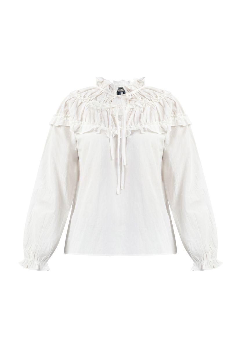 Dreimaster Bluse Damen Wollweiß