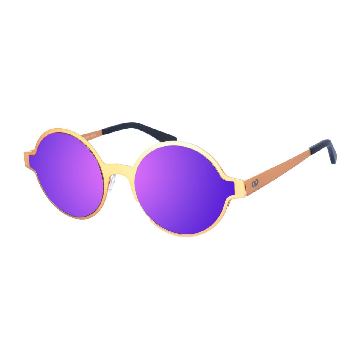 Runde Metall Sonnenbrille mit lila Gläsern