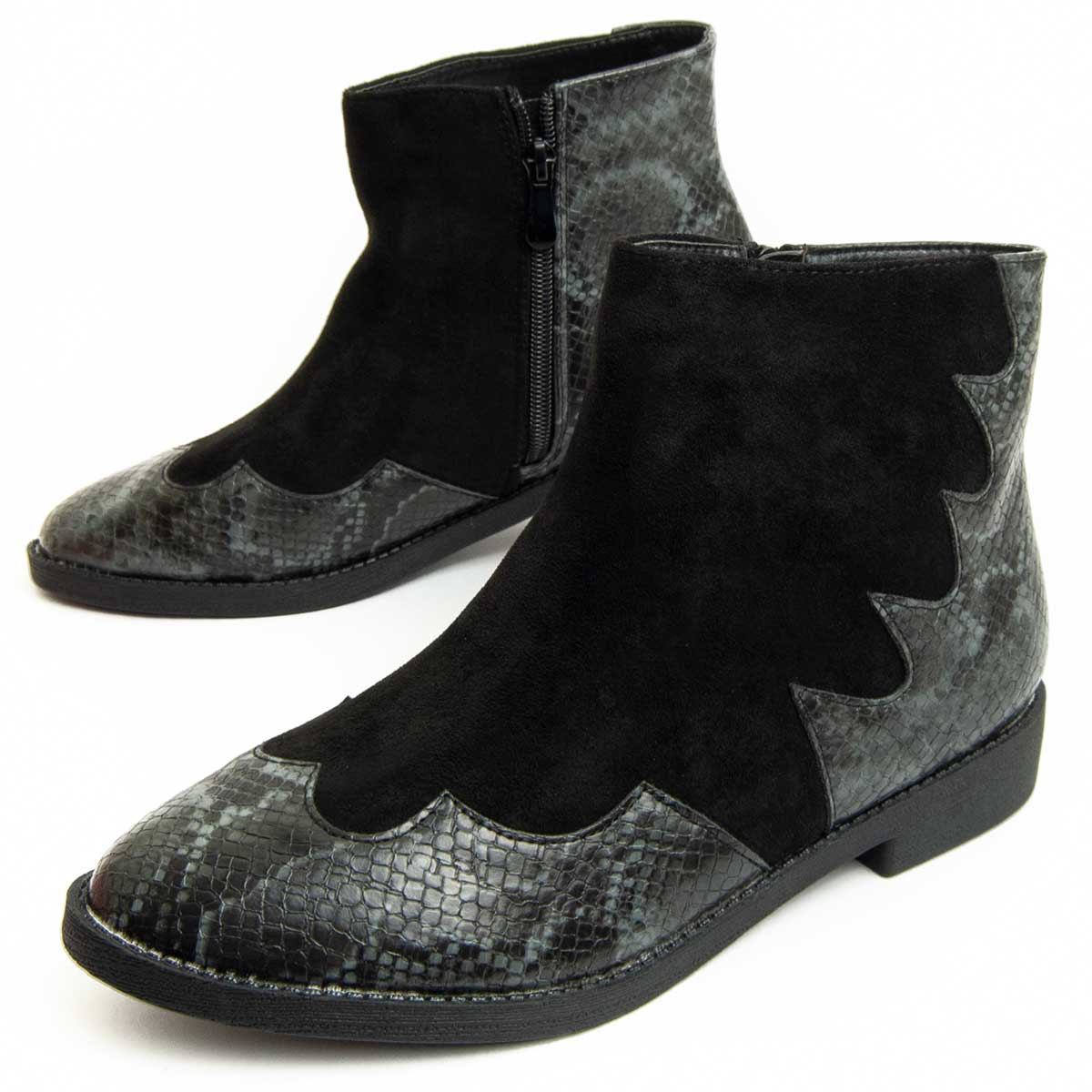 Ankle Boots mit Schlangenmuster