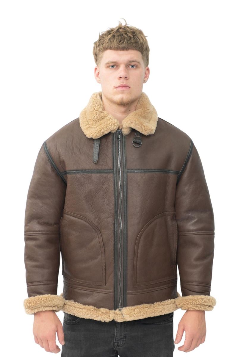 Herren B3 Lammfell-Schaffell-Fliegerjacke