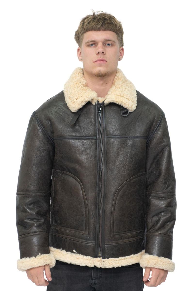 Herren B3 Lammfell-Schaffell-Fliegerjacke