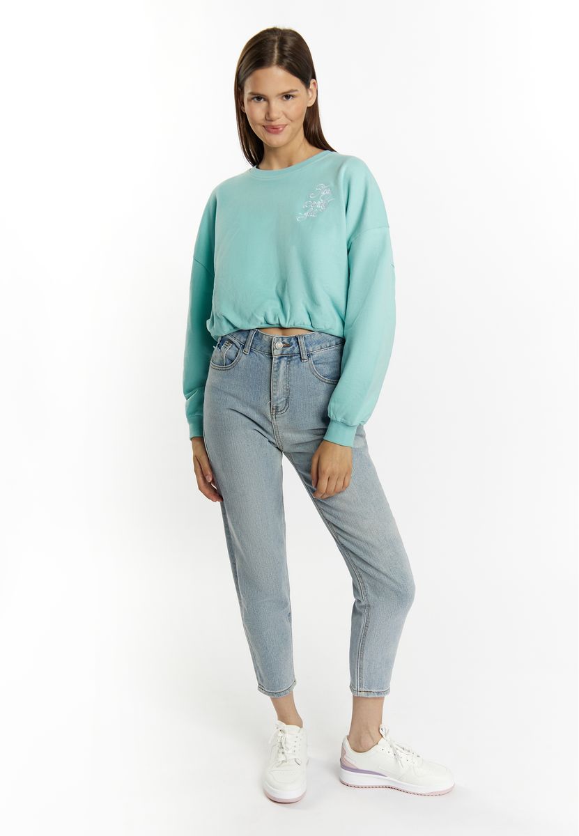 Kurzes Oversize-Sweatshirt mit Stickerei