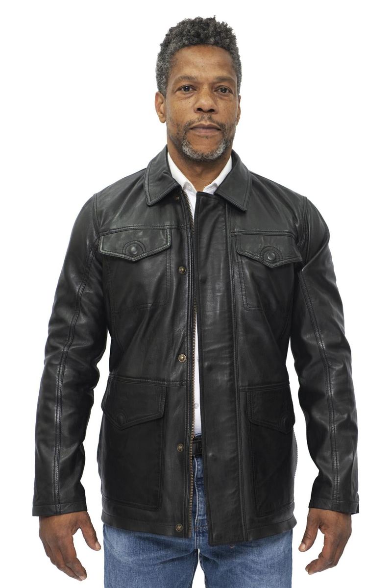 Herren-Leder-Safarijacke Porto