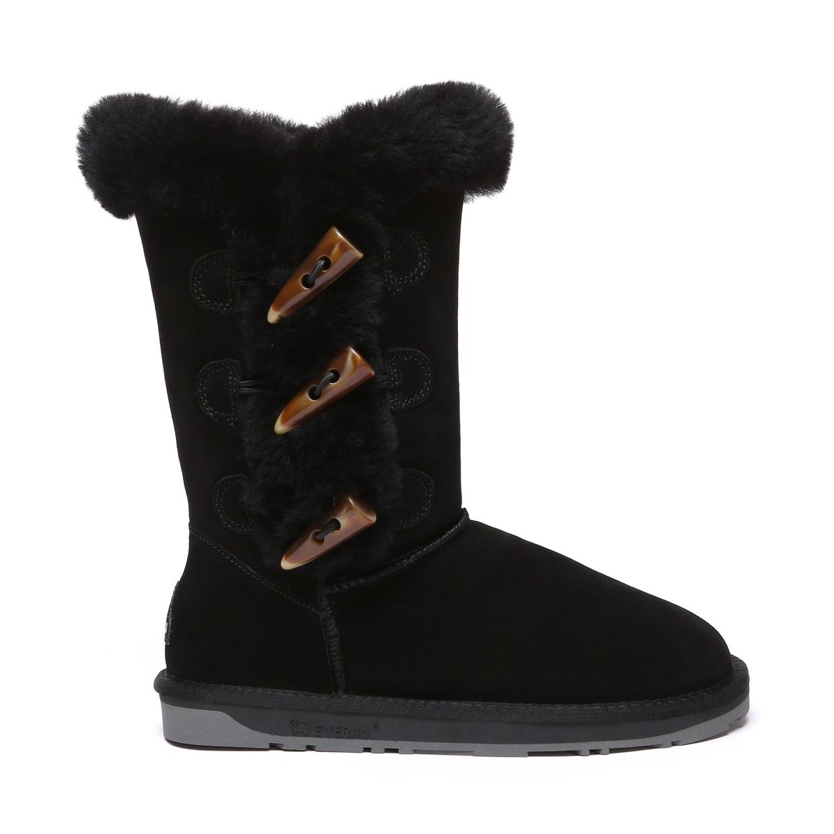 Damen Shearling Winterstiefel mit Knebelknöpfen