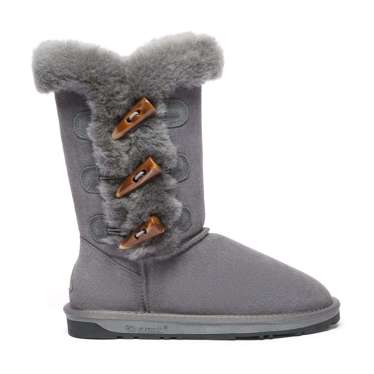 Damen Shearling Winterstiefel mit Knebelknöpfen