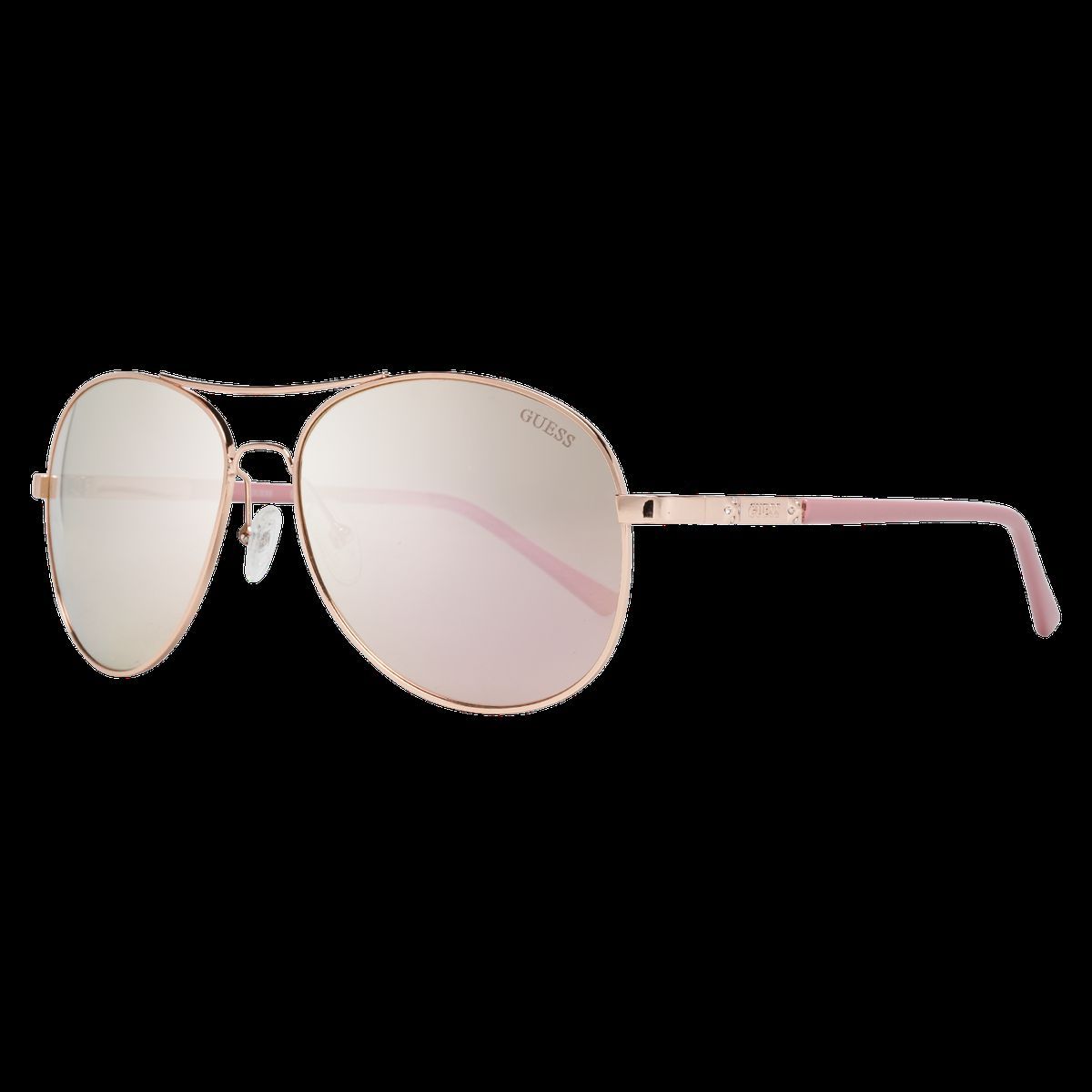 Roségoldene Pilotenbrille mit verspiegelten Gläsern