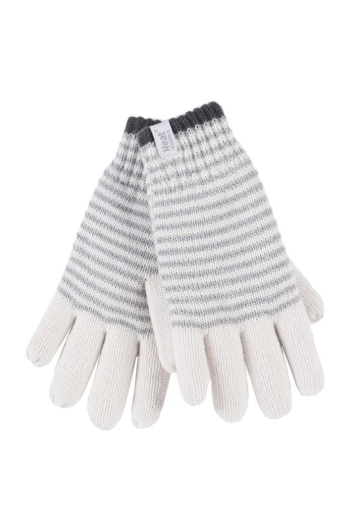 Heat Holders - Gestreifte, mit Fleece gefütterte Thermohandschuhe für Damen